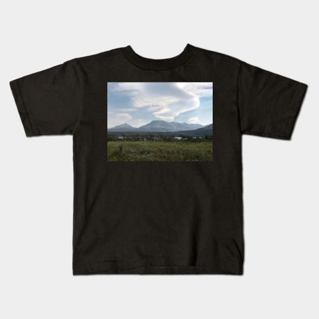 Mountains with Amazing Clouds Kids T-Shirt by Sparkleweather